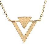 Spinningdaisy Handmade Brushed Metal Double Triangle Necklace Gold | Amazon (US)