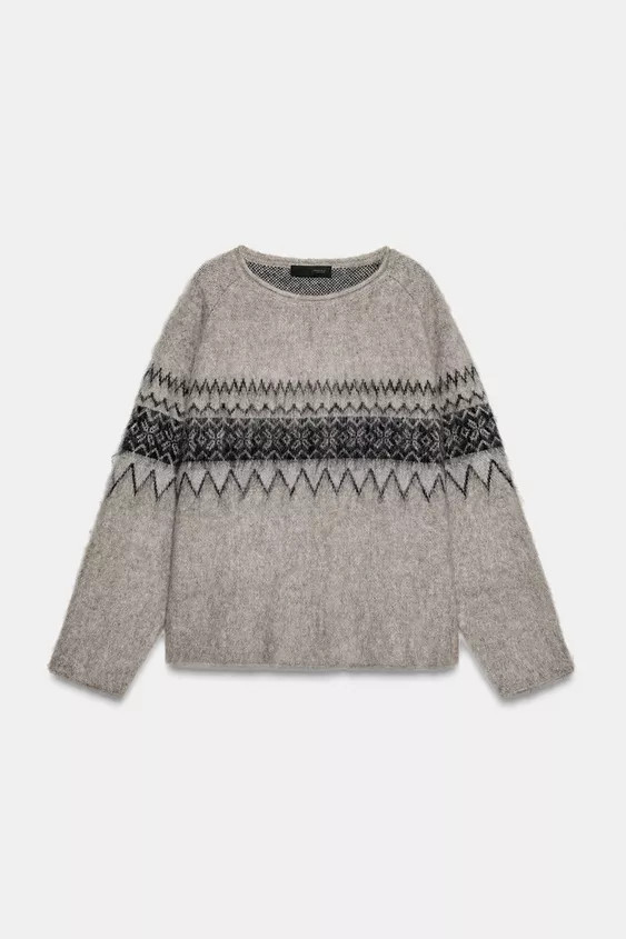 BRUSHED EFFECT JACQUARD KNIT JUMPER | Zara US