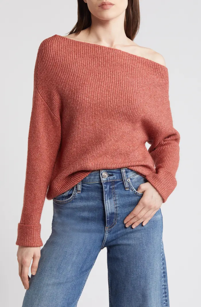 One-Shoulder Rib Sweater | Nordstrom