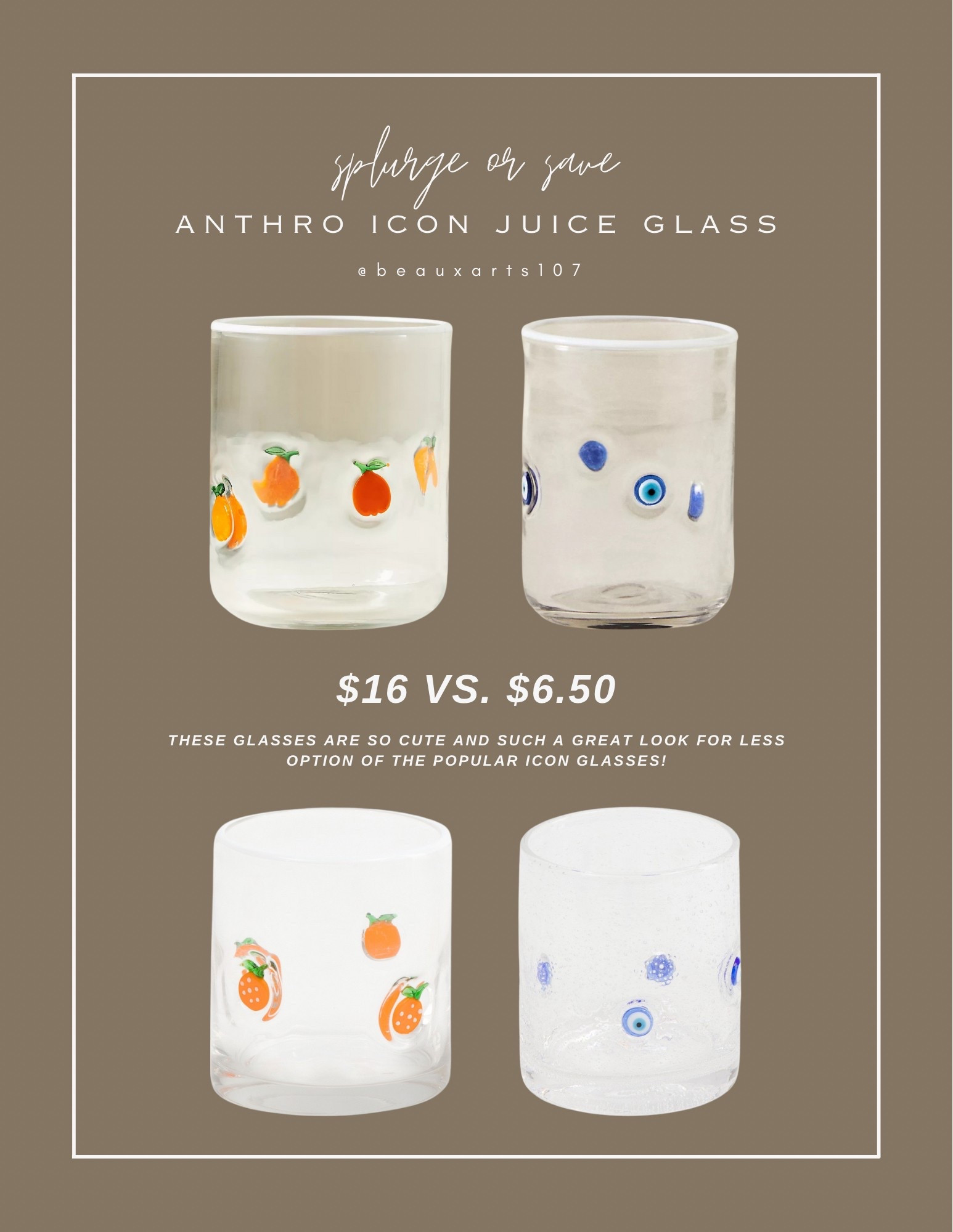 These icon juice glasses are so fun and cute! You can also get the same look for less than half the price here!!

#LTKHome #LTKFindsUnder50 #LTKSaleAlert