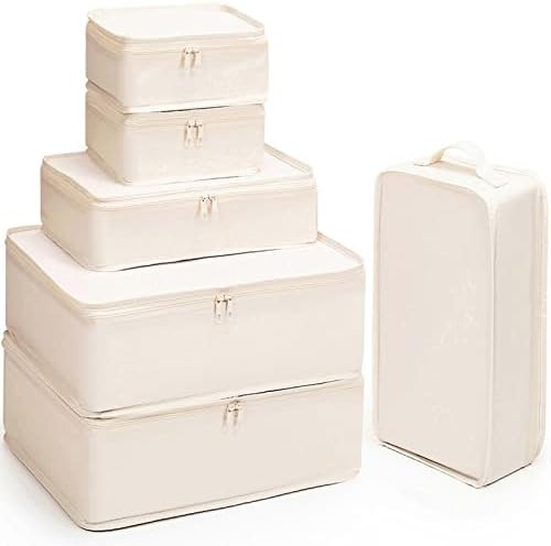 Mossio 6 Set Packing Cubes with Shoe Bag - Lightweight Travel Luggage Suitcase Organizers | Amazon (US)