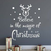 Believe in The Magic Of Christmas, Sticker For Home Wall Decor, Deer Decal Window, Decoration Outsid | Etsy (US)