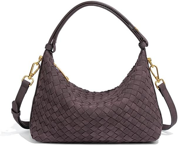 Woven Suede Hobo Purse for Women,Faux Suede Shoulder Bag,Woven Crossbody Bag,Handle Bag with 2 ad... | Amazon (US)