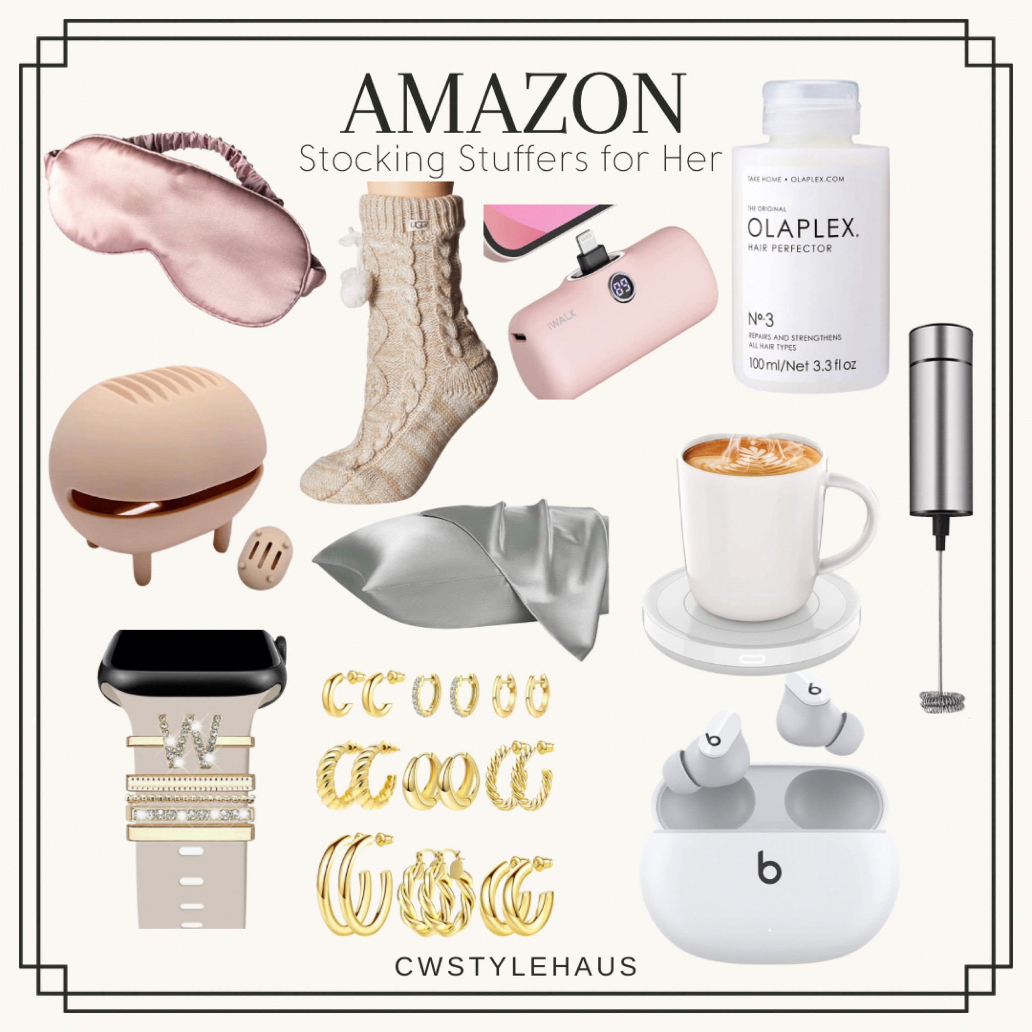 A M A Z O N //  Stocking stuffers for her

Eye mask cozy socks frother ear buds cordless phone charge desk coffee mug warmer earrings silk pillow case beauty blender holder Apple Watch band opalex shampoo 

#LTKFind #LTKGiftGuide #LTKunder100