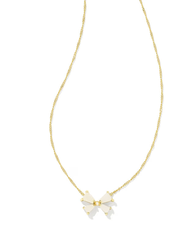 Blair Gold Bow Small Short Pendant Necklace in Iridescent Drusy | Kendra Scott