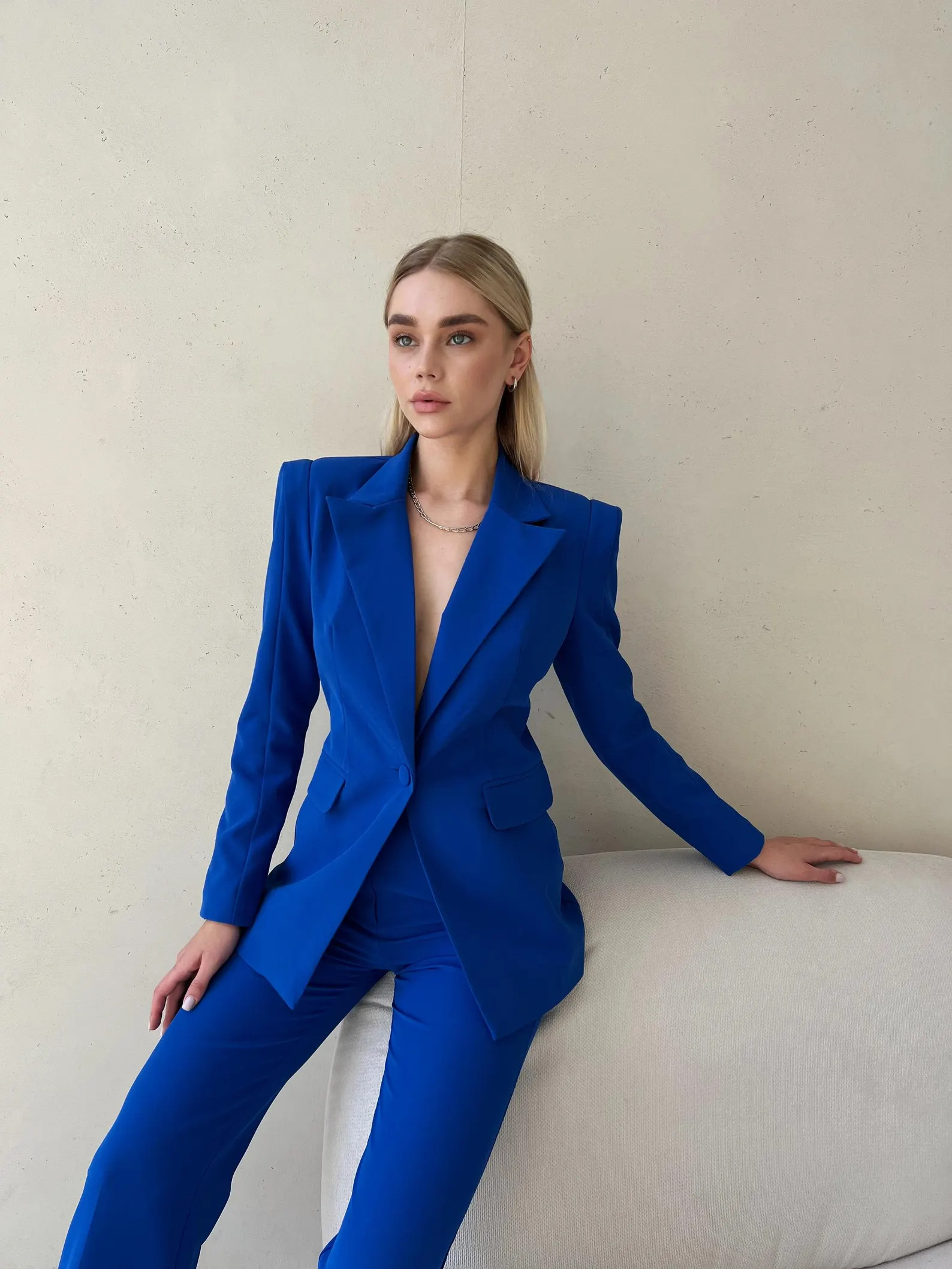 Royal Blue Formal Pants Suit With Single Breasted Blazer and Straight Pants High Waist, Blue Blaz... | Etsy (US)