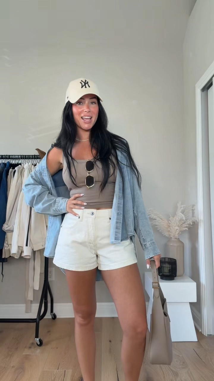Causal OOTD 🤍 these are my favorite staple pieces for summer!  I’ll have my outfit 🔗 on my LTK.

My sizing 5’7, 145lbs, 32dd
I’m wearing a xs denim shirt, small tank, 27 curve love shorts 

@Aritzia @abercrombie

#LTKootd #LTKgrwm