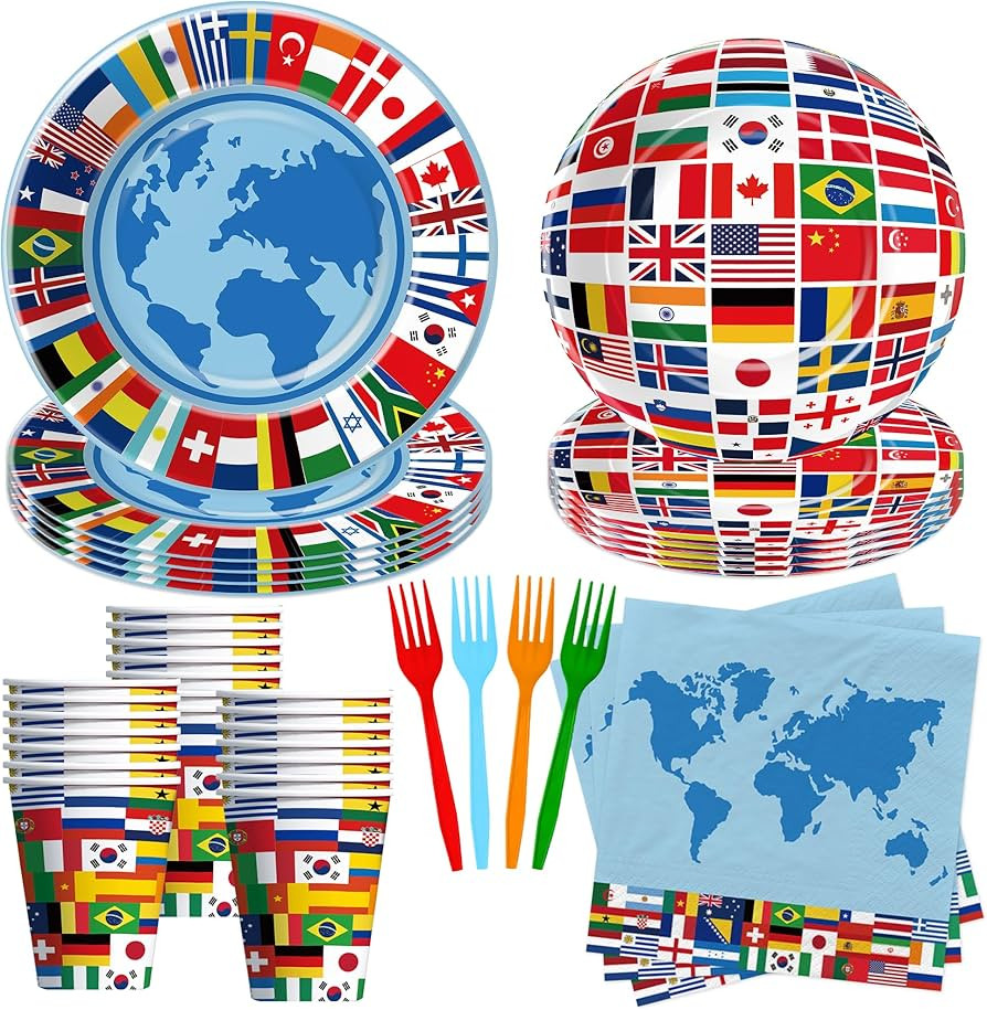 APOWBLS International World Flags Decorations Tableware - Olympic Decorations Party Supplies, Pap... | Amazon (US)