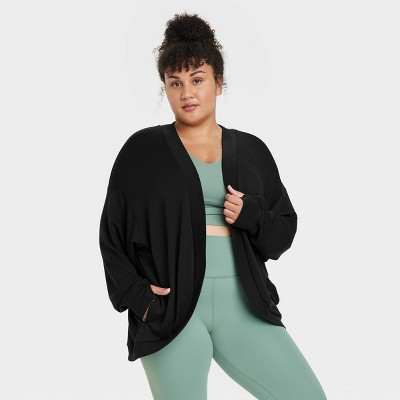 Women's French Terry Cardigan - All In Motion™ Black XXL | Target