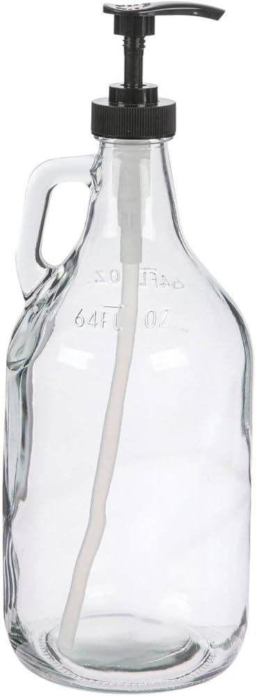 Hobby Lobby Glass Soap Dispenser with Pump, 64 oz Clear Jug, Farmhouse Style, 13.25 x 5 inches, L... | Amazon (US)