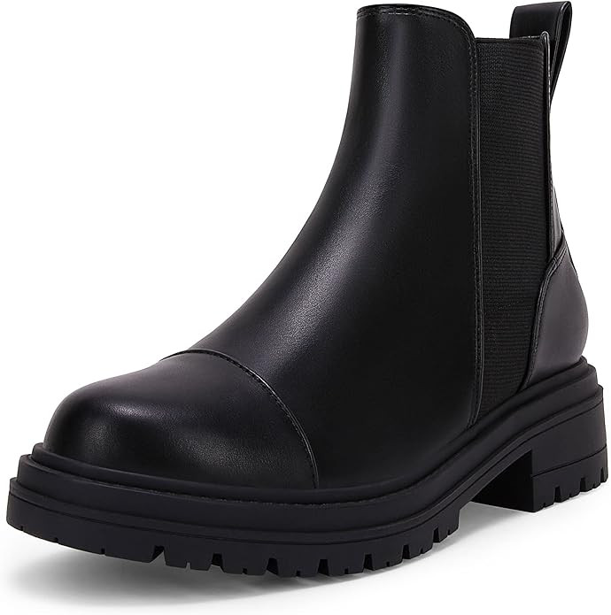 Womens Lug Sole Platform Ankle Boots Chelsea Chunky Block Heel Combat Booties Shoes | Amazon (US)