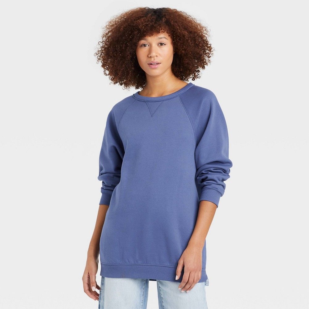 Women's Fleece Pullover Sweatshirt - Universal Thread Blue L | Target