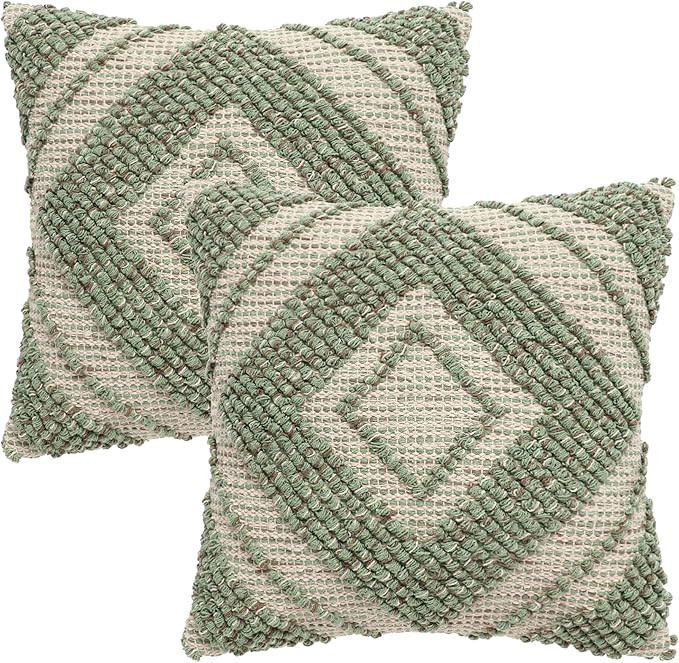 REDEARTH · Boho Textured Throw Pillow Cushion Covers - Woven Tufted Decorative Farmhouse Cases F... | Amazon (US)