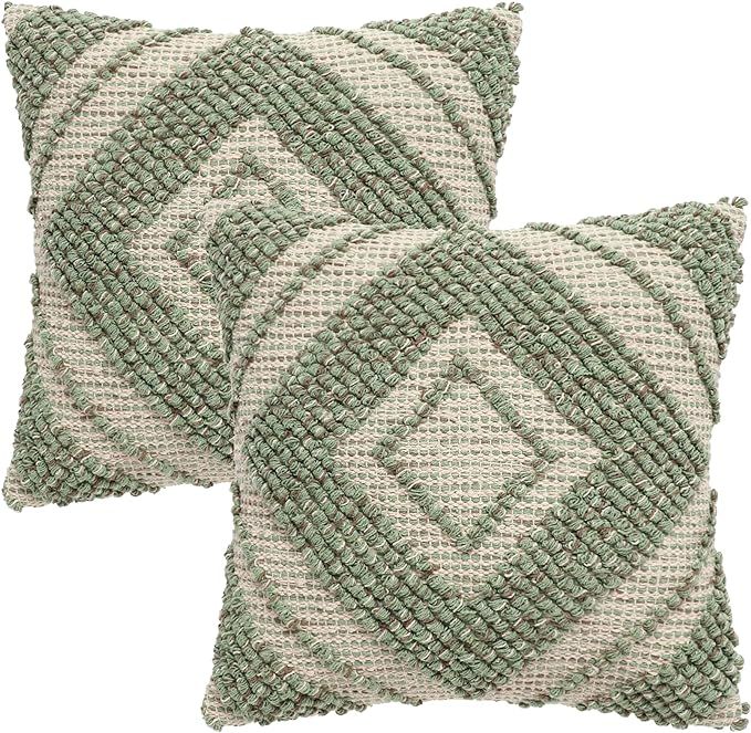 REDEARTH · Boho Textured Throw Pillow Cushion Covers - Woven Tufted Decorative Farmhouse Cases F... | Amazon (US)