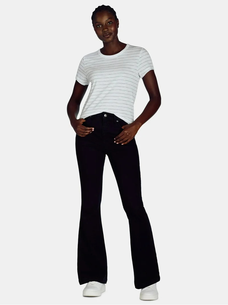 Time and Tru Women’s Slub Jersey Crewneck Tee with Short Sleeves, Sizes XS-XXXL | Walmart (US)