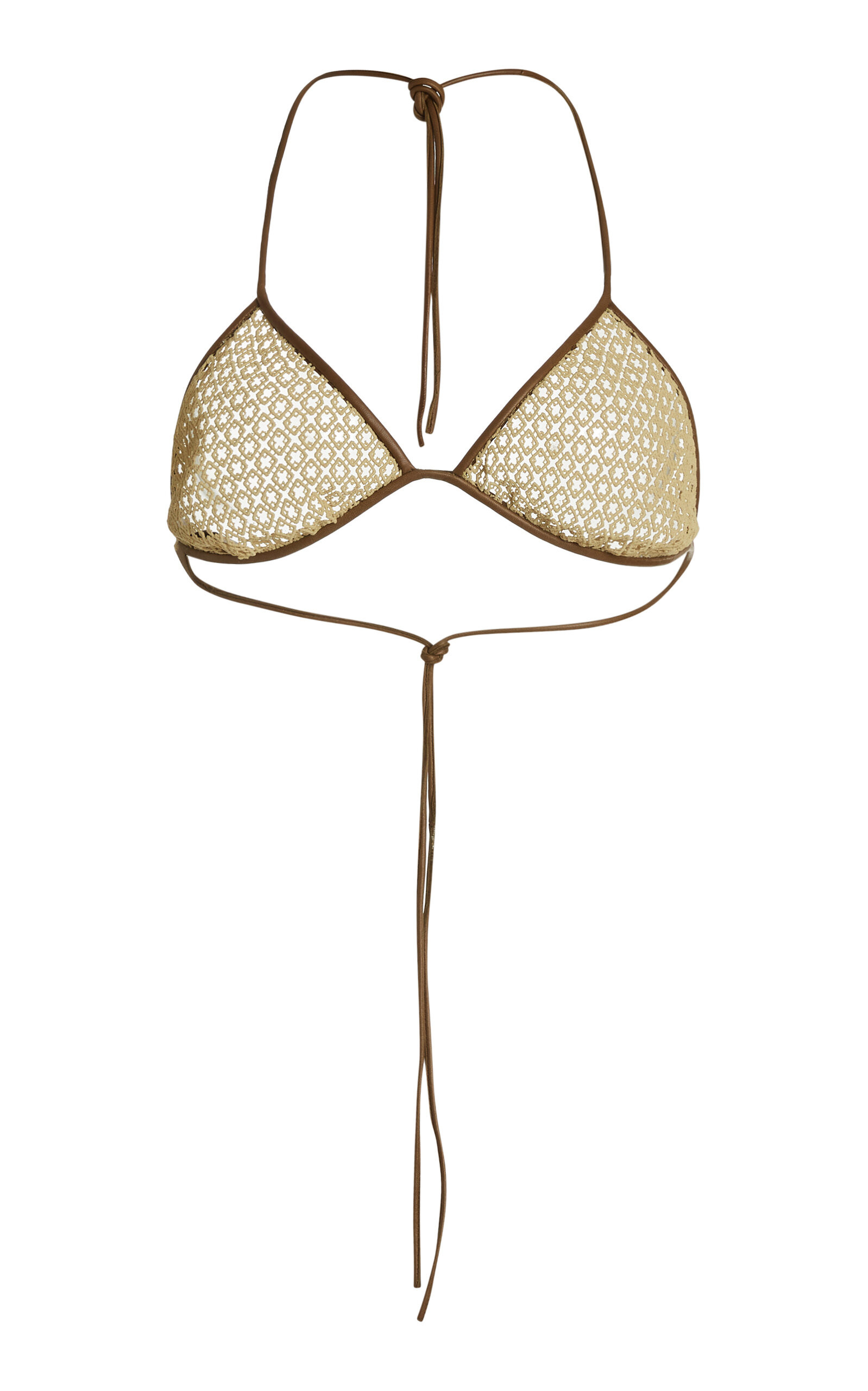 Framed Leather Trim Lace Bralette | Moda Operandi (Global)