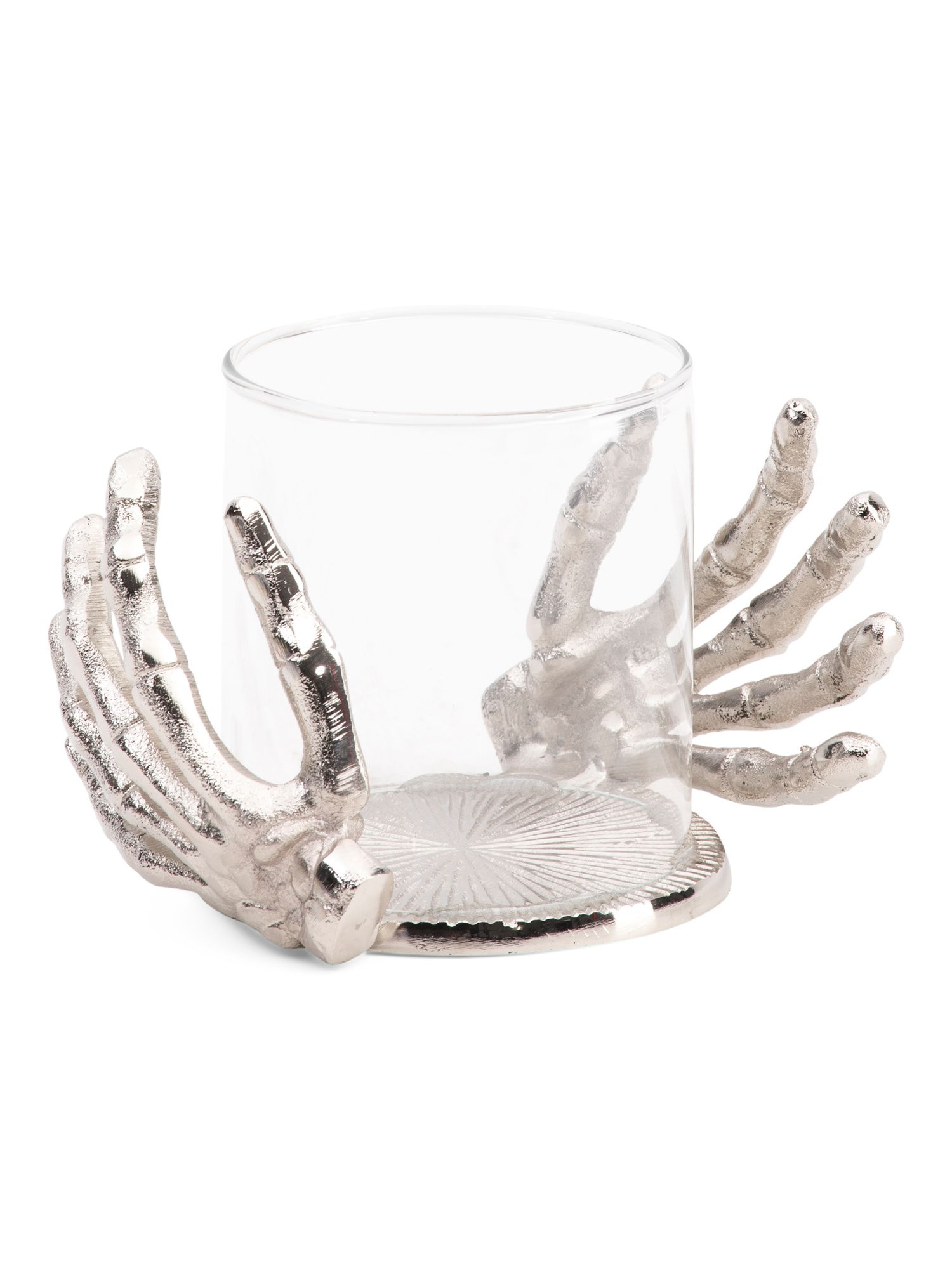 Metal Skeleton Hand Hurricane Glass | TJ Maxx