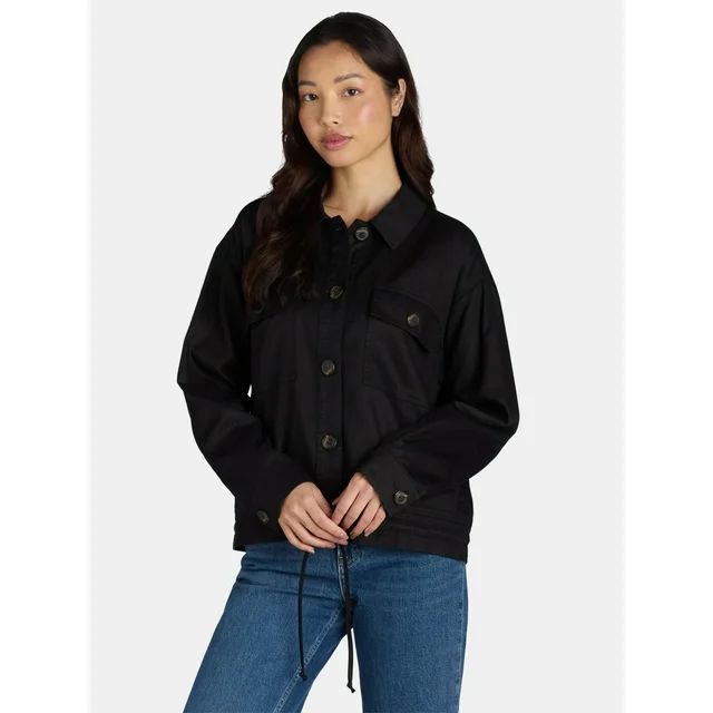 Time and Tru Women's Cropped Utility Jacket, Sizes XS-XXXL | Walmart (US)