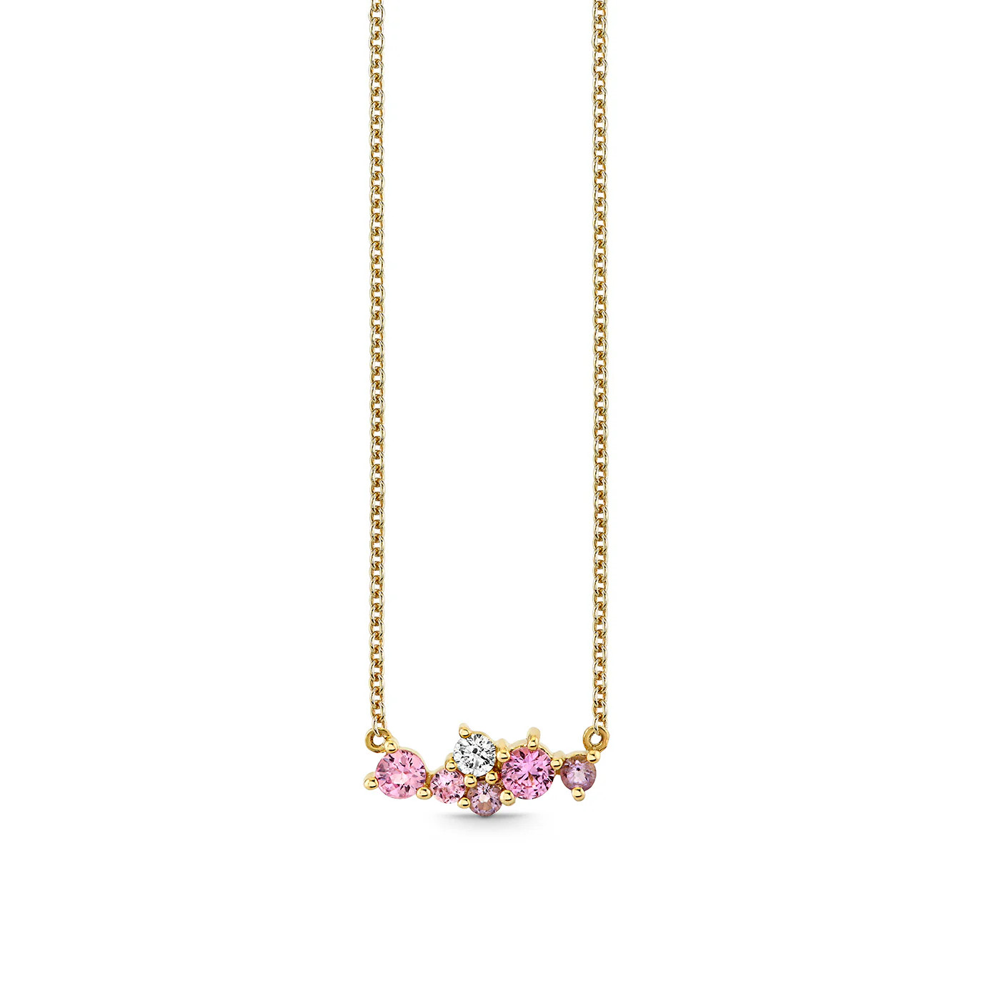 Gold, Diamond, Pink Sapphire & Amethyst Wicked Glinda Cocktail Bar Necklace | Sydney Evan