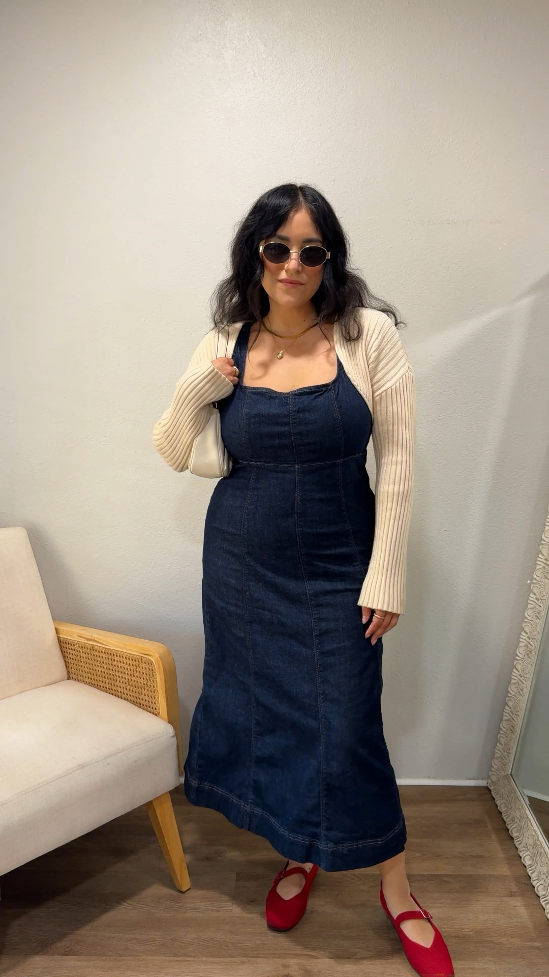 Festive Thanksgiving look with a denim dress, red ballet flats, and the cutest little cropped shawl. Sweet and perfect for daytime plans.

denim dress // M (size down)
cropped shrug // M
ballet flats  // 8


#LTKootd #LTKStyleTip #LTKFindsUnder50