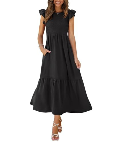 OFEEFAN Flowy Dresses for Women Casual Dresses Black Graduation Dress Cocktail Dress XS | Amazon (US)