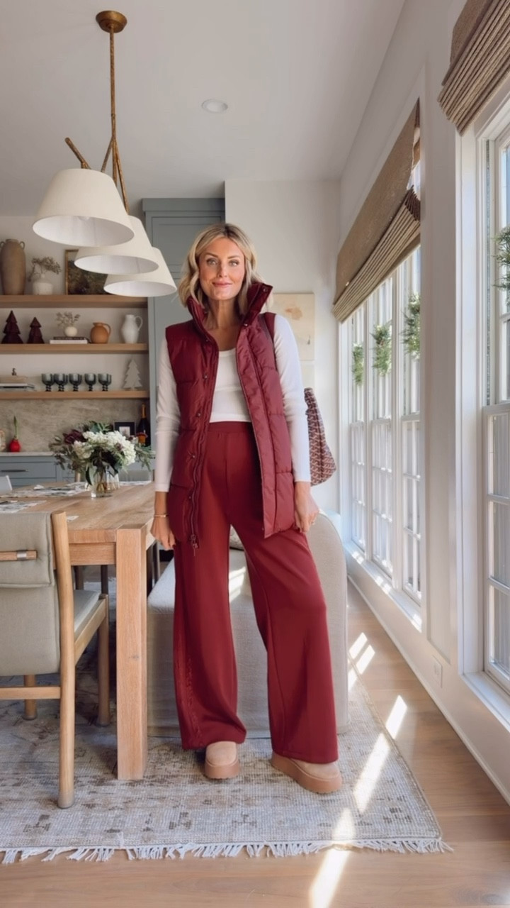 These burgundy pants can also be styled separately! I styled them here with a plain white long sleeve and the burgundy vest! Wearing S in vest & M in pants! Currently on sale now!

Loverly Grey, Target, Black Friday sale, athleisure, sweatpants, puffer vest 

#LTKSaleAlert #LTKCyberWeek