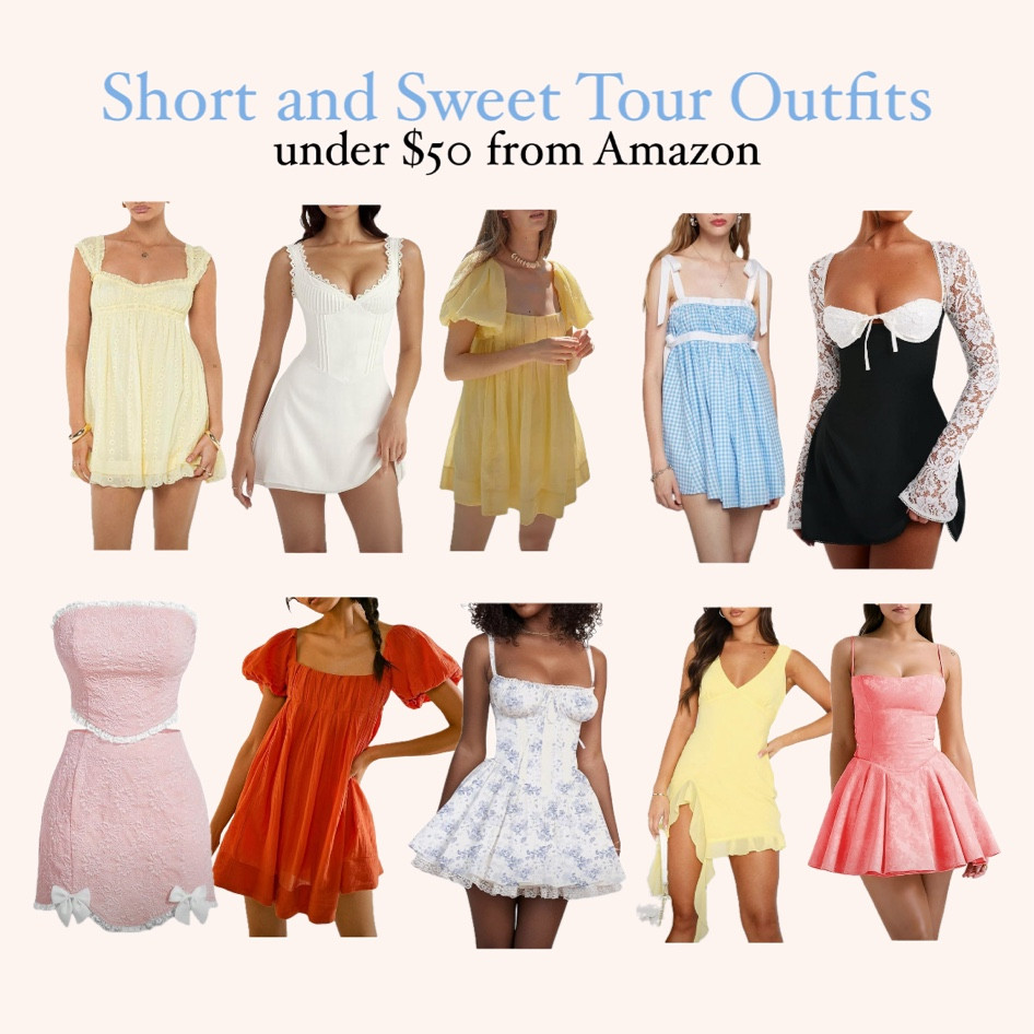 SHORT N SWEET TOUR OUTFITS FROM AMAZON

going out, party outfit, sequin outfit, black and white lace dress, white dress, black dress, pink dress, blue dress,

#LTKFindsUnder50