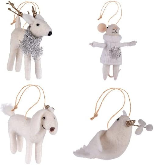 Felt Ornament Winter White Animals S/4 (H22) | Amazon (US)