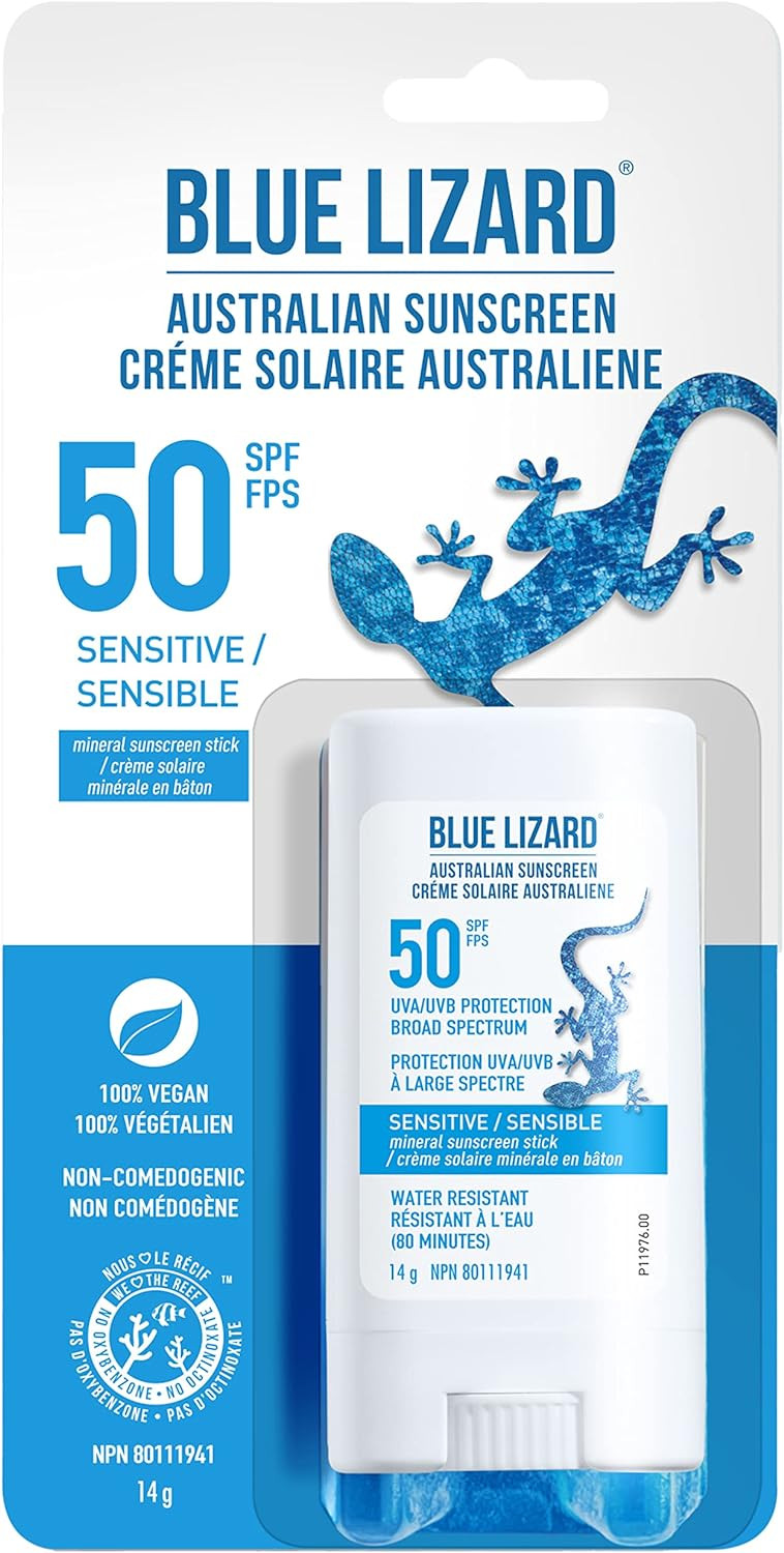 BLUE LIZARD Sensitive Sunscreen Stick - 50 SPF + - 14g | Amazon (CA)