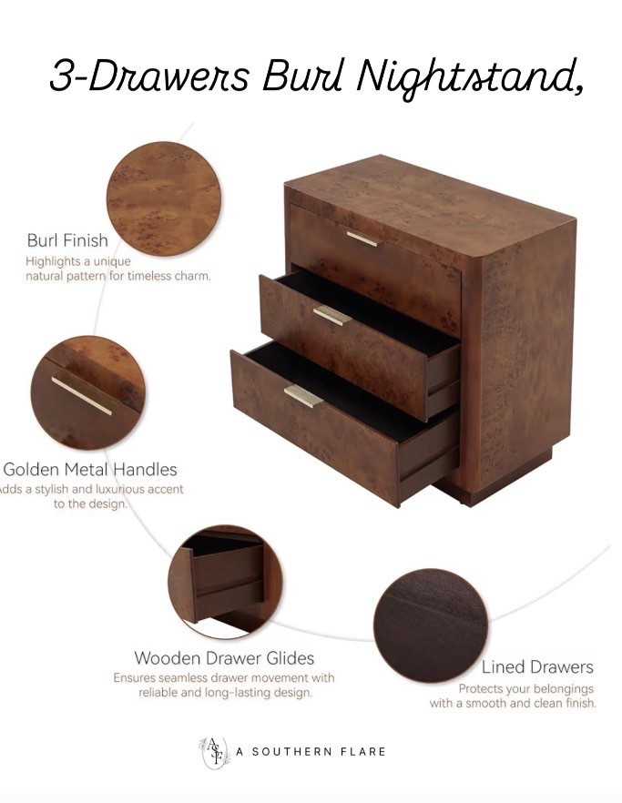 Night Stands: Burl wood/ home decor