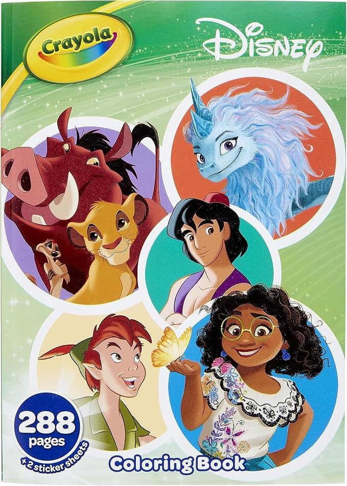 Crayola Disney Coloring Book (288pgs), Disney Sticker & Coloring Book for Kids, Disney Toys & Gif... | Amazon (US)