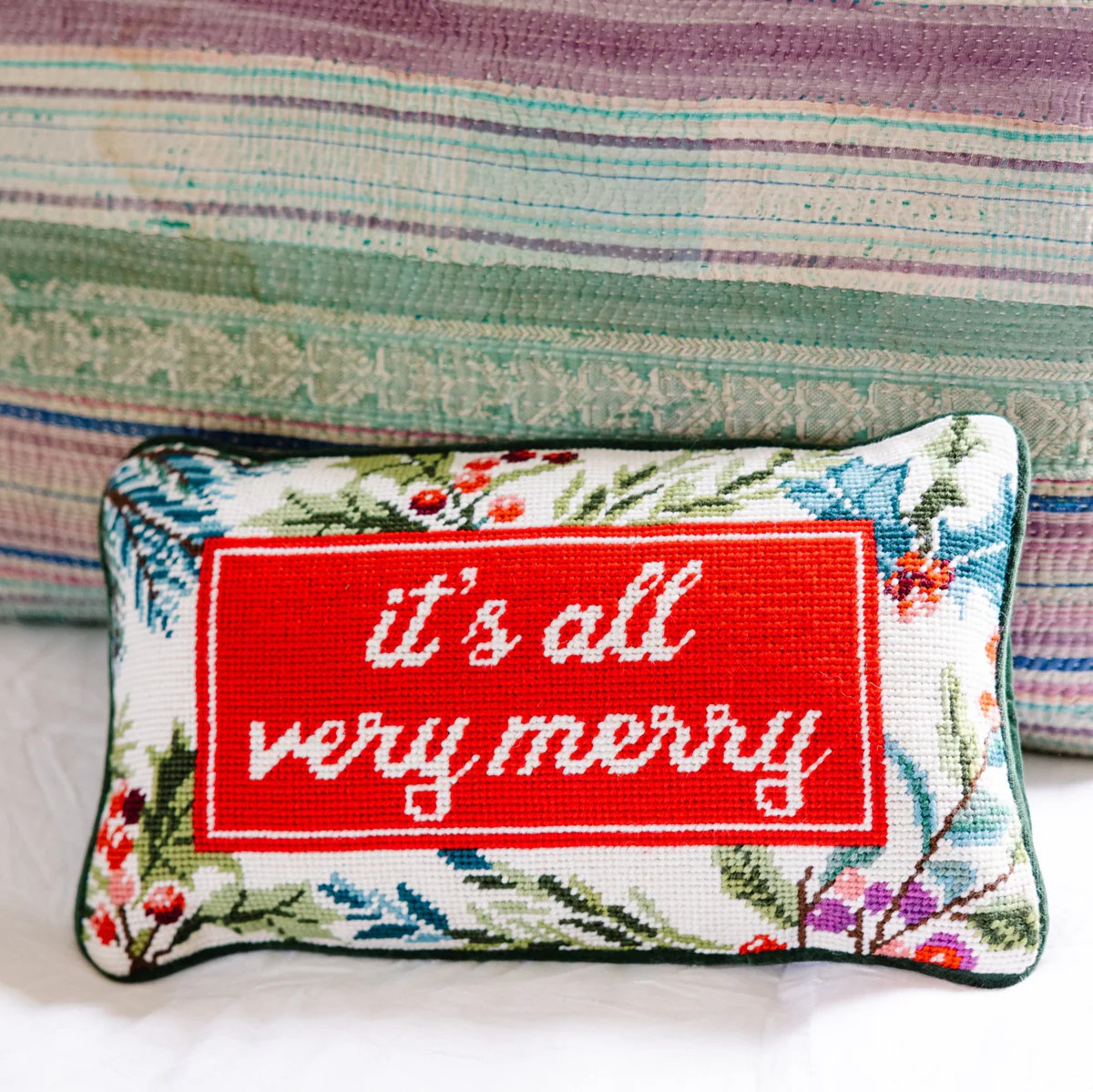 Furbish Studio - Very Merry Needlepoint Pillow | Furbish Studio
