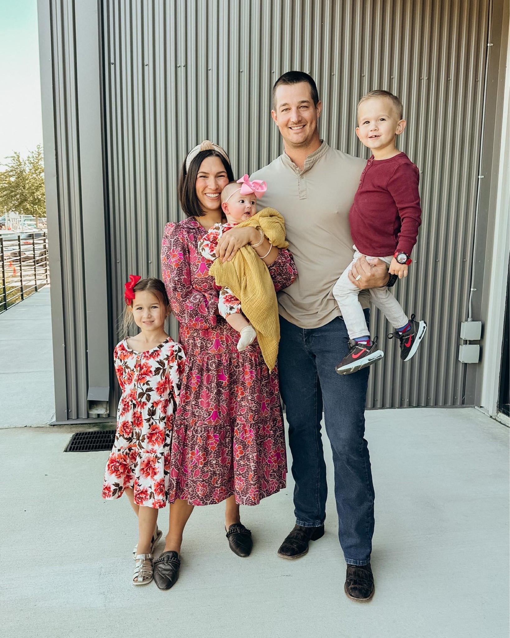 family outfits 

toddler girl dress - in XS, from old navy
toddler boy shirt - in 4T, from old navy 
Baby outfit - romper is 3-6mo, from old navy 
My midi dress - Summersalt find, SKYEJS10 gets $10 off 
Brayan’s shirt - mantra 
Bryan’s boots - lucchese 

Sharing similar shoes and similar headbands! Anthropologie has the BEST hair accessories 

Old navy matching outfits
Family photos 

#LTKkids #LTKfamily #LTKbaby