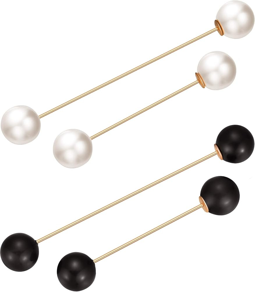 4 Pieces Sweater Shawl Clips Pearl Brooch Pins for Women Cardigan Sweater Clip Double Faux Pearl ... | Amazon (US)