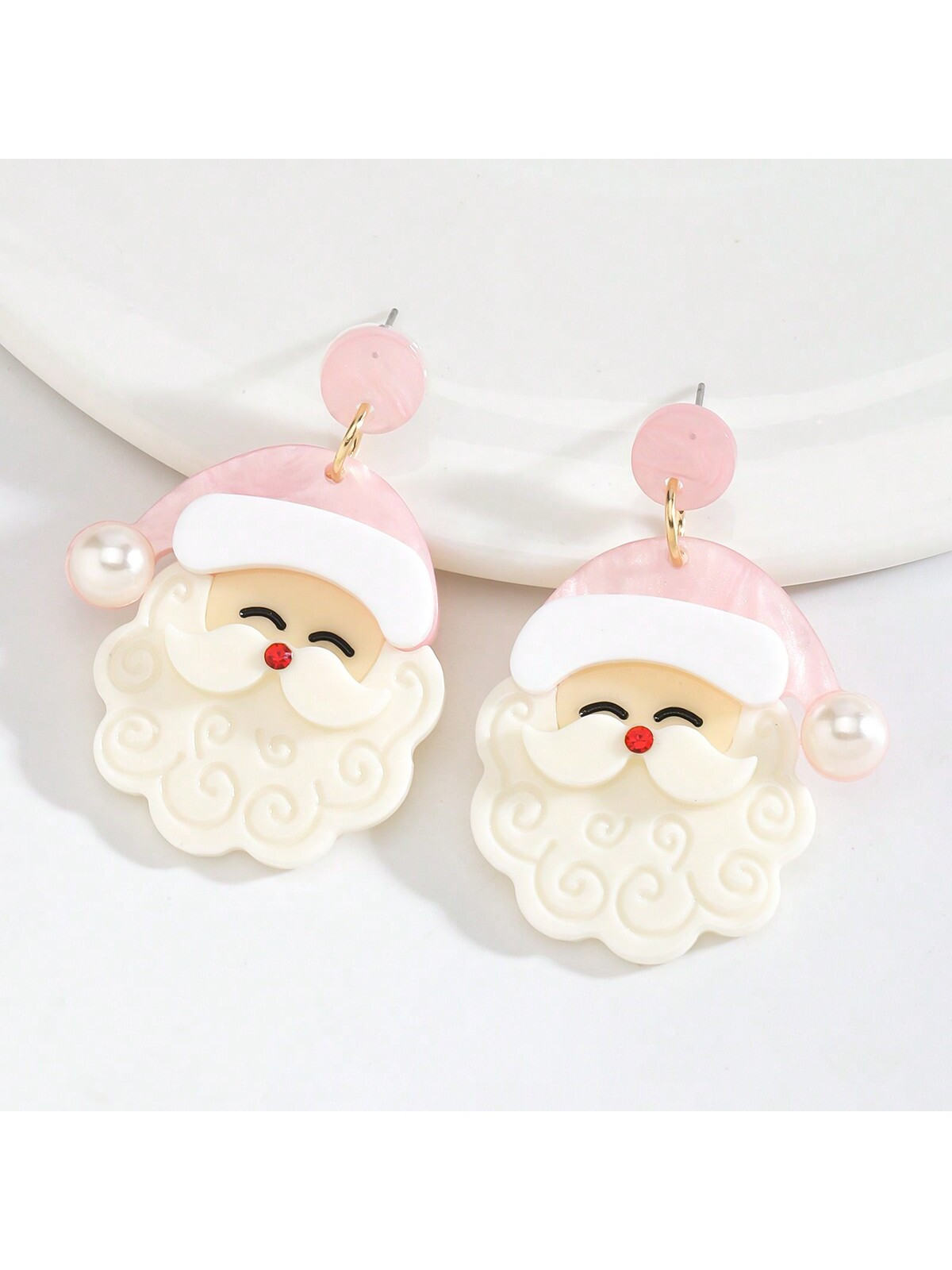 2pcs Bohemian Handmade Acrylic Santa Claus Earrings Suitable For Women, Christmas Holiday Party C... | SHEIN