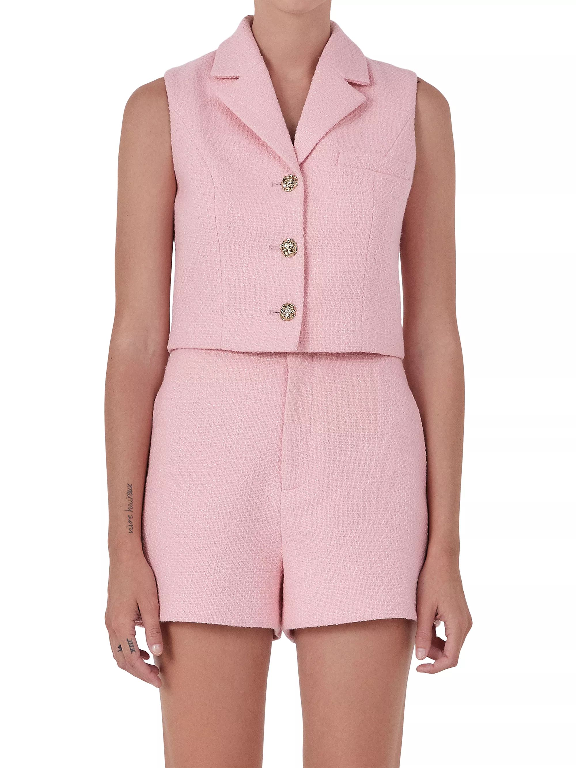 Shop Endless Rose Tweed Collared Vest Top | Saks Fifth Avenue | Saks Fifth Avenue