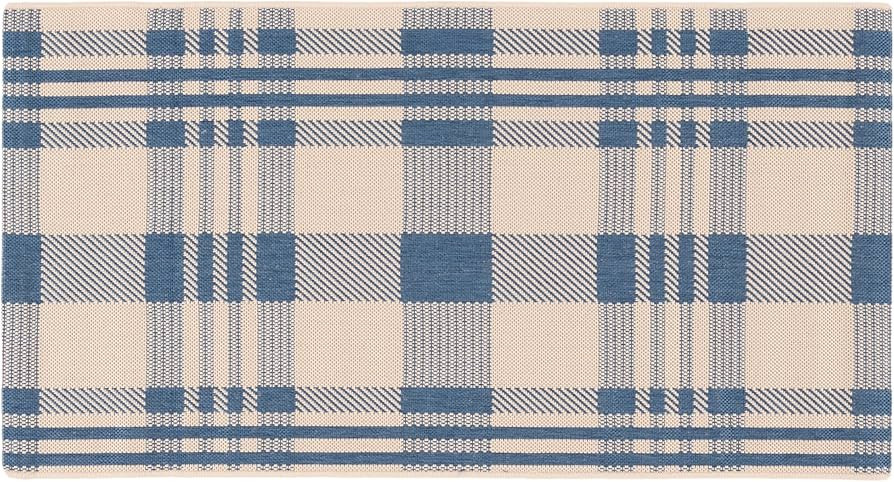 SAFAVIEH Courtyard Collection Accent Rug - 2'7" x 5', Beige & Blue, Indoor/Outdoor & Washable, Id... | Amazon (US)