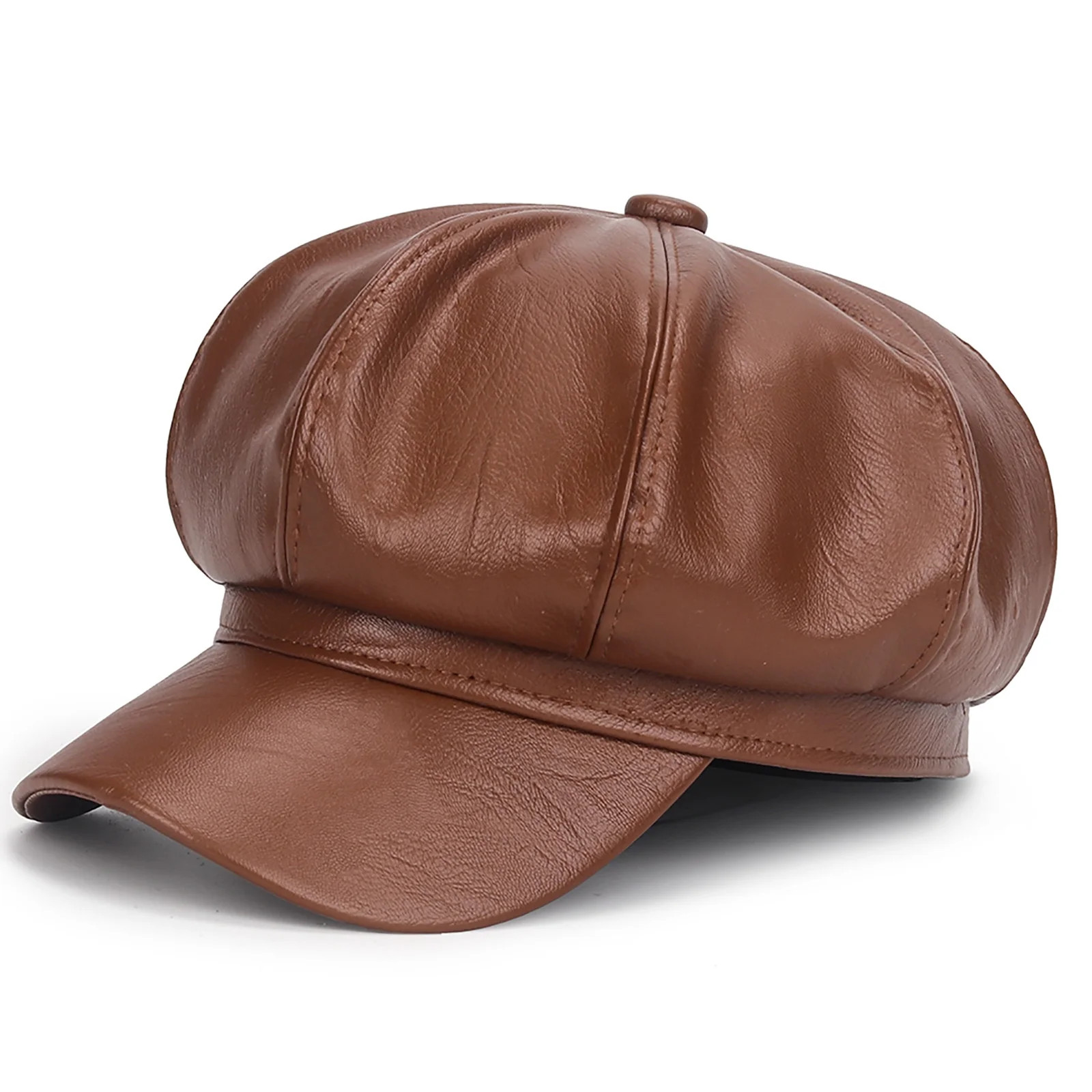 Penkiiy Women Newsboy Hats Leather Visor Beret Cabbie Hat Vintage Women Fiddler Cap Faux Leather ... | Walmart (US)