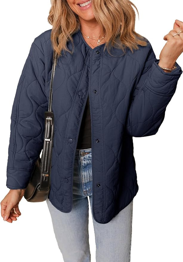 Dokotoo Womens Quilted Lightweight Jackets Button Down Puffer Jacket Coats Padded Outwear with Po... | Amazon (US)