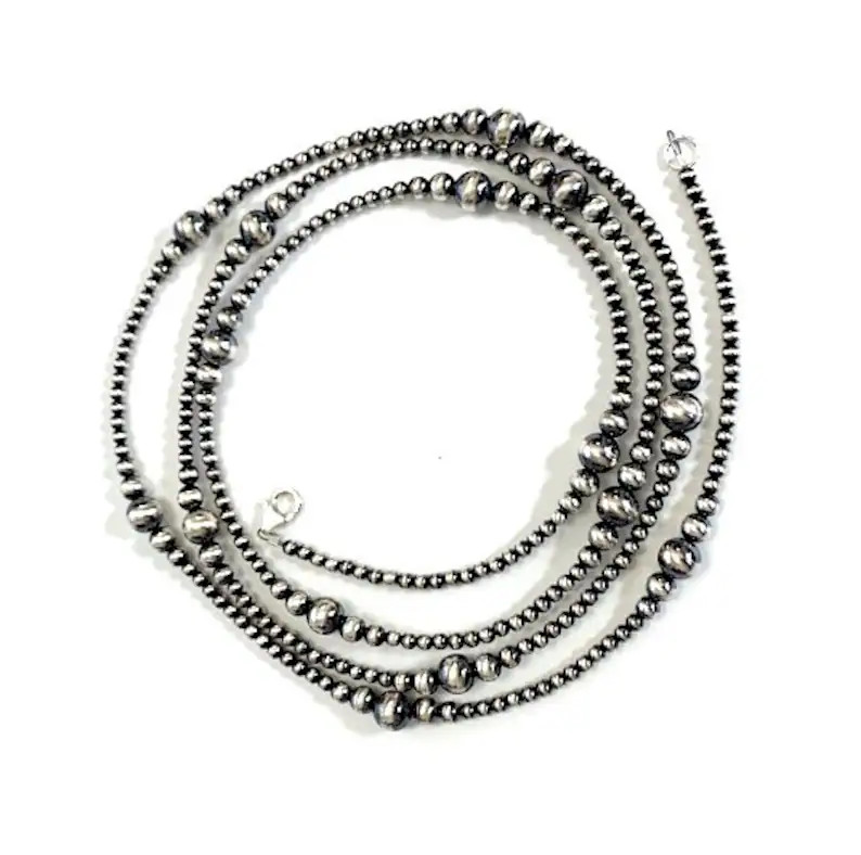 Handmade Navajo Pearl Sterling Silver Beads Necklace 24,30,40'' Long - Etsy | Etsy (US)