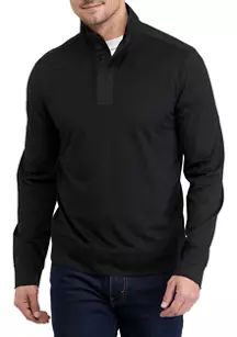 Mixed Media Mock Neck Quarter Zip Pullover | Belk