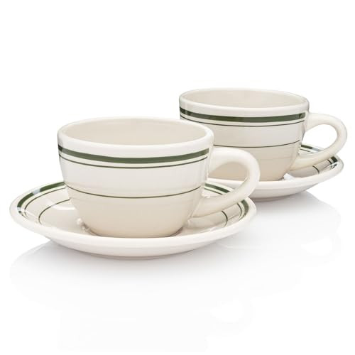 HISTORY COMPANY Original Classic Jersey Diner Coffee Cup and Saucer, Two 2-Piece Sets (Gift Box C... | Amazon (US)