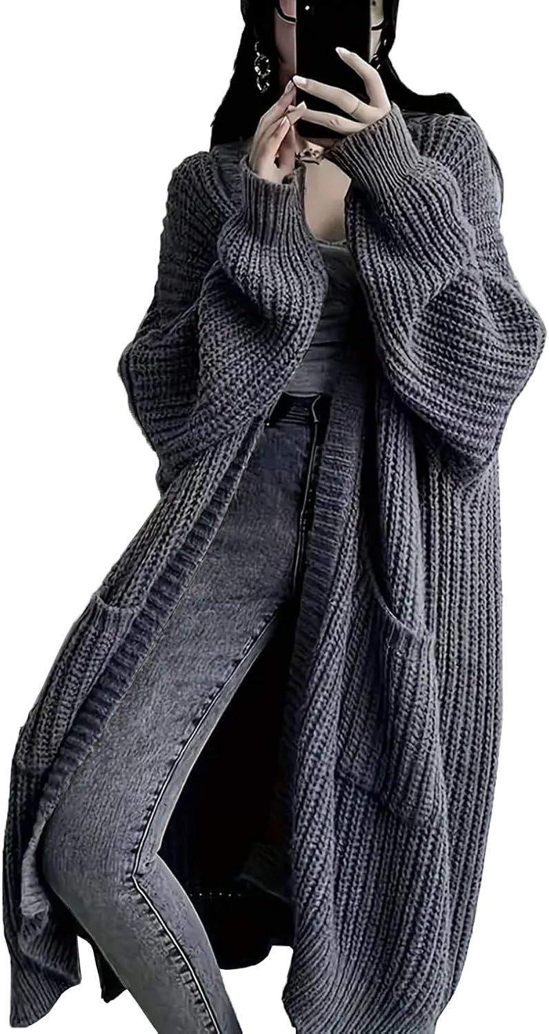 Womens Long Cardigan Sweaters Open Front Oversized Duster with Pocket for Women 2025 Fall Winter Knit Design Coats | Amazon (US)
