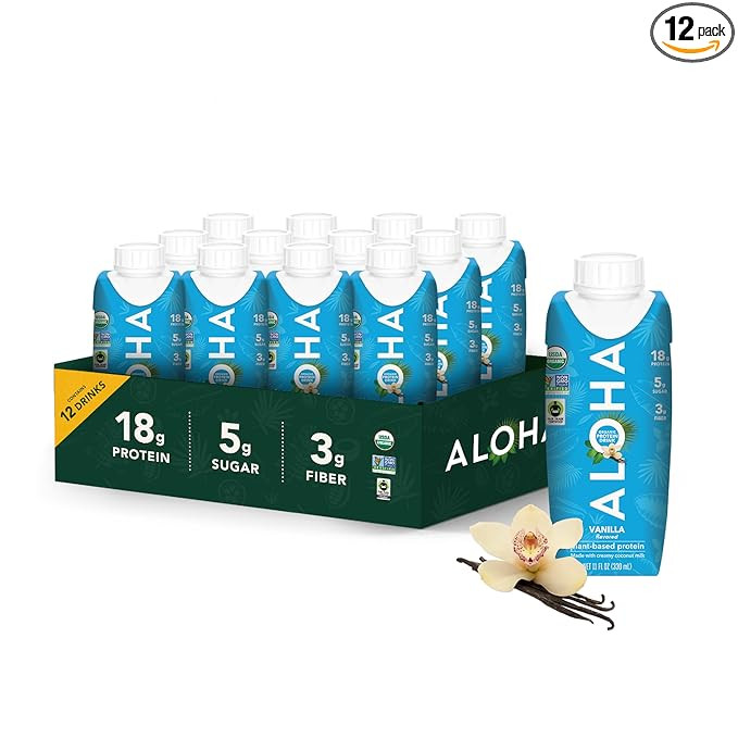 Amazon.com: ALOHA Organic Plant-Based Protein Drink – Vanilla Flavor | GLP-1 Friendly with 18g ... | Amazon (US)