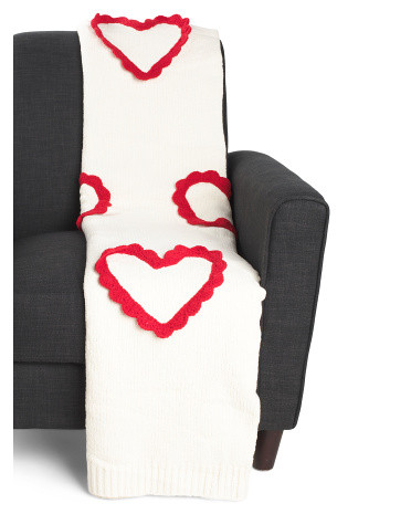 Bauble Hearts Hand Crocheted Ruffle Throw | TJ Maxx