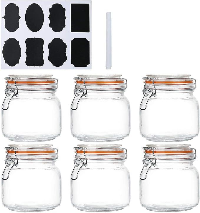 Encheng 25 oz Glass Jars With Airtight Lids And Leak Proof Rubber Gasket,Wide Mouth Mason Jars Wi... | Amazon (US)