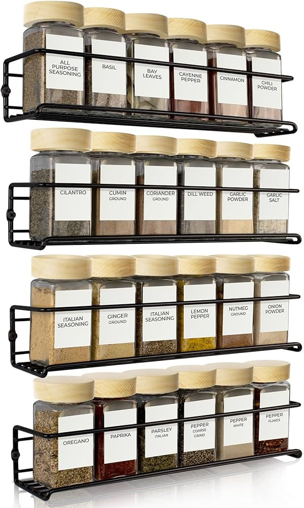 ZICOTO Space Saving Spice Rack Organizer for Cabinets or Wall Mounts - Easy To Install Set of 4 H... | Amazon (US)
