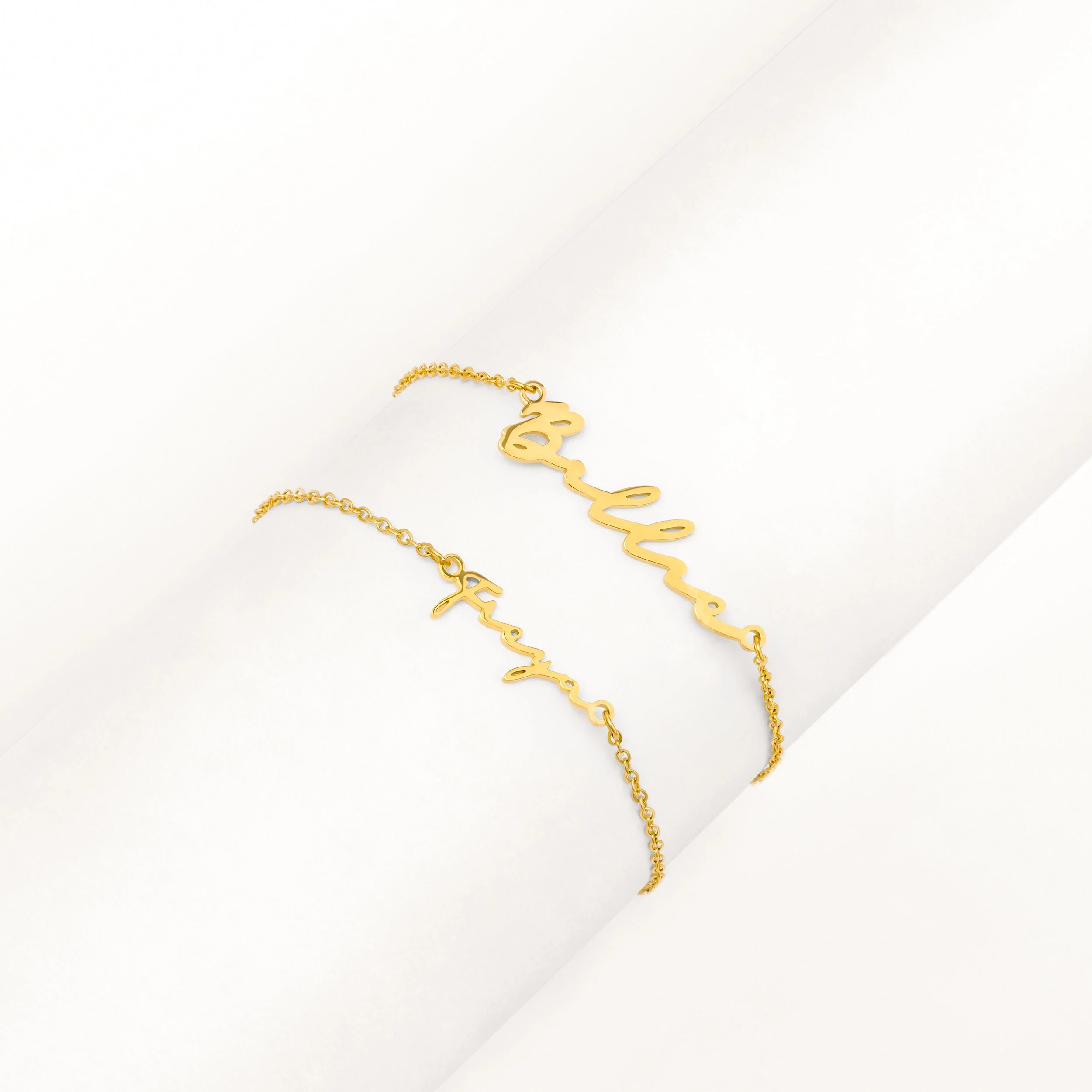 Matching 'Mini & Me' Signature Name Bracelet Set (Gold) | Abbott Lyon