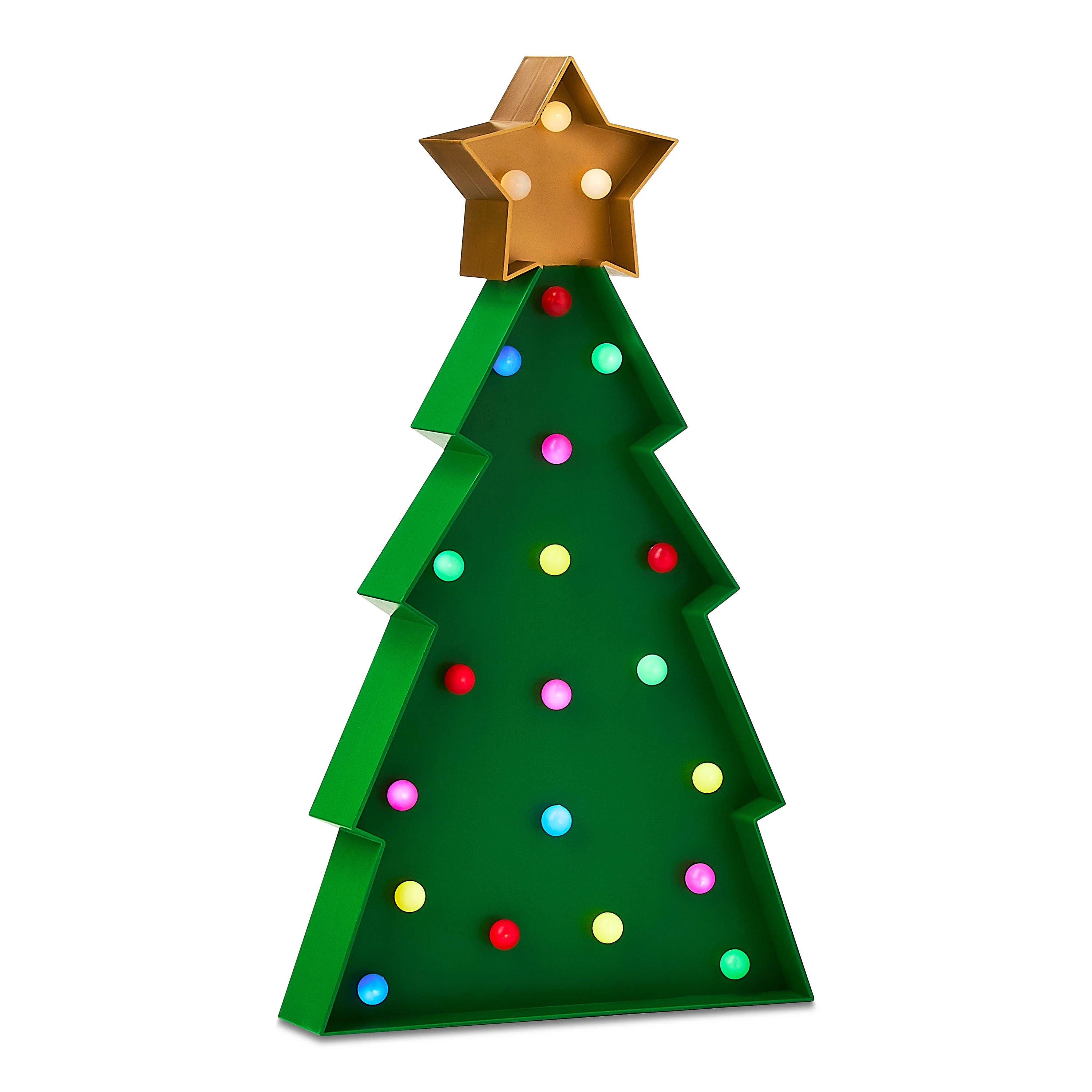 Mr. Christmas 24-inch Lit Marquee Christmas Tree, Green | Walmart (US)