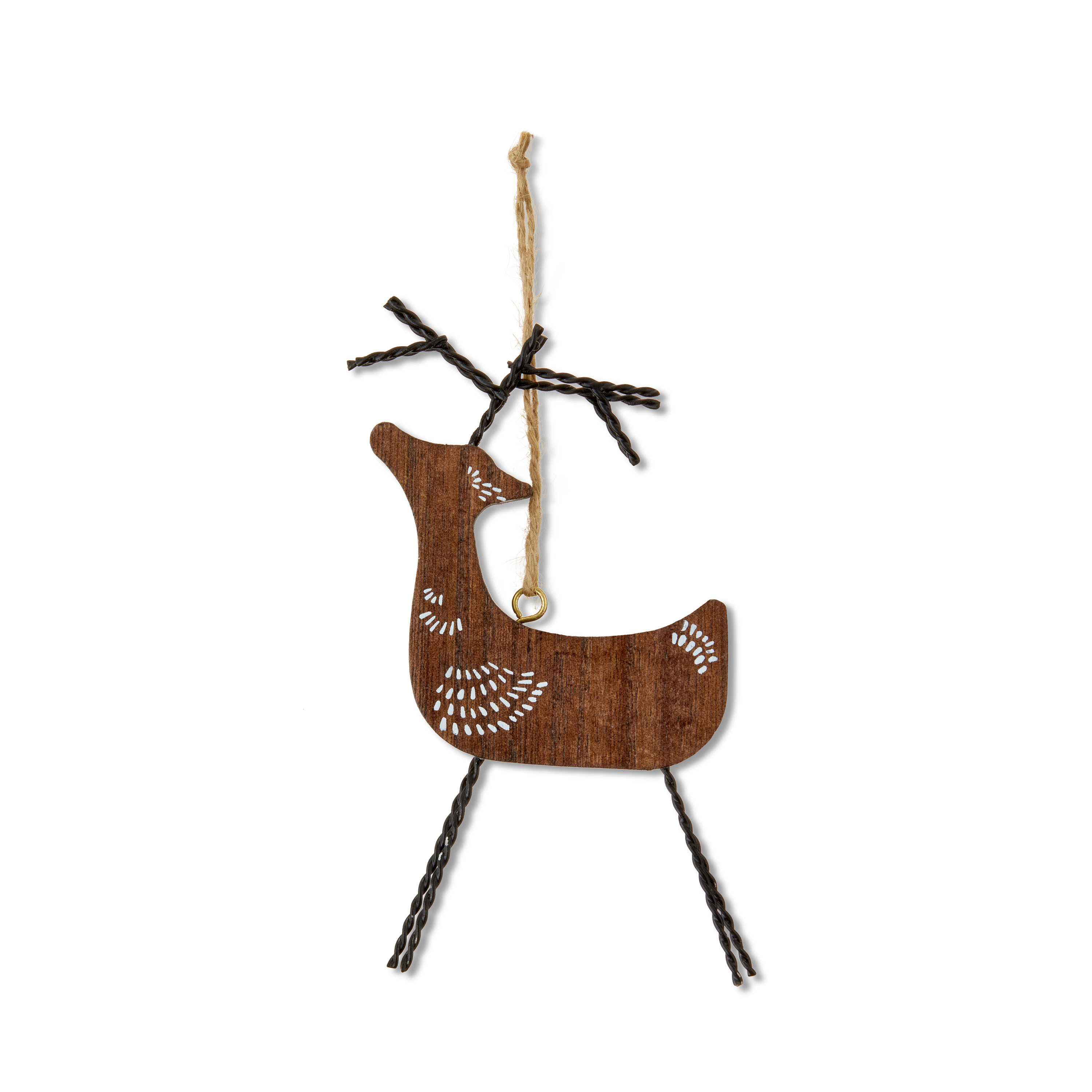 Brown Wooden Deer Christmas Ornament, 6 in, by Holiday Time | Walmart (US)